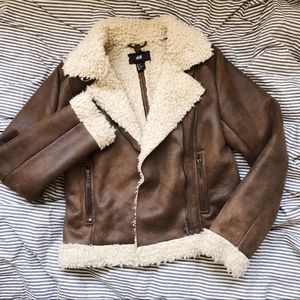 Faux Suede Bomber Jacket